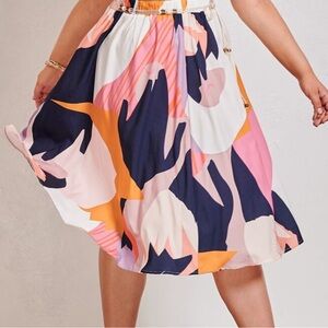 SHEIN Multicolor Abstract Midi Skirt